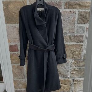 Gerard Darel, Angora Belted Wool Coat / Black, Size 38